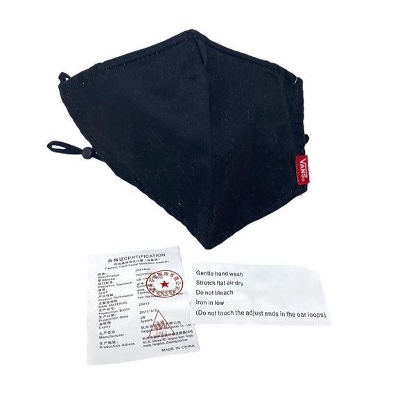 VANS Fabric Face Mask Black Reusable Washable Not Medical ALSU01555 - Picture 2 of 6